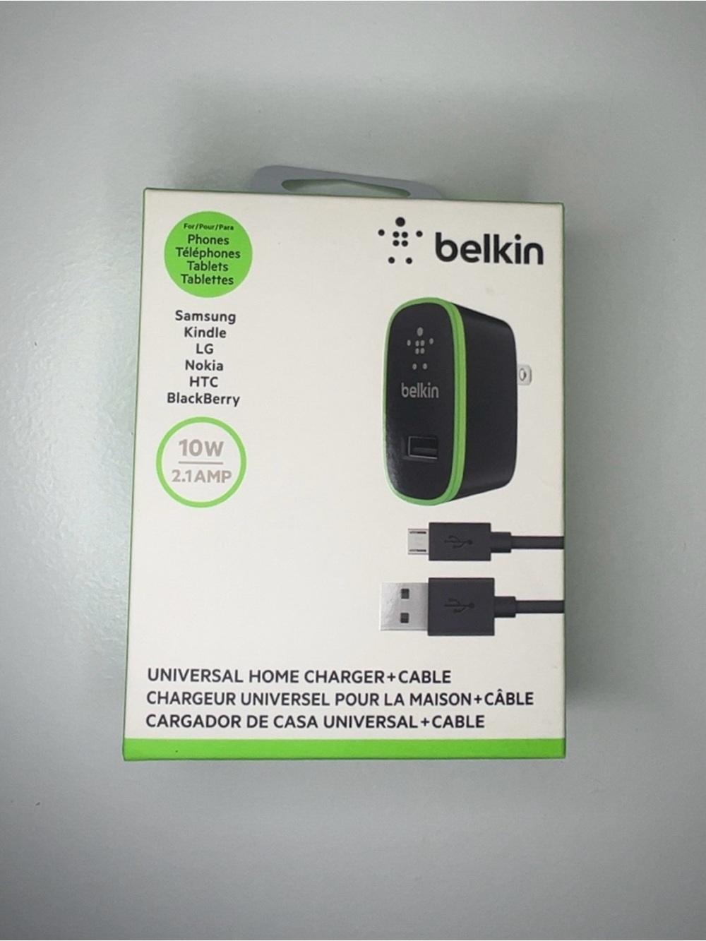 Belkin Black Charger with Green Trim - Universal Home USB Charger + Cable